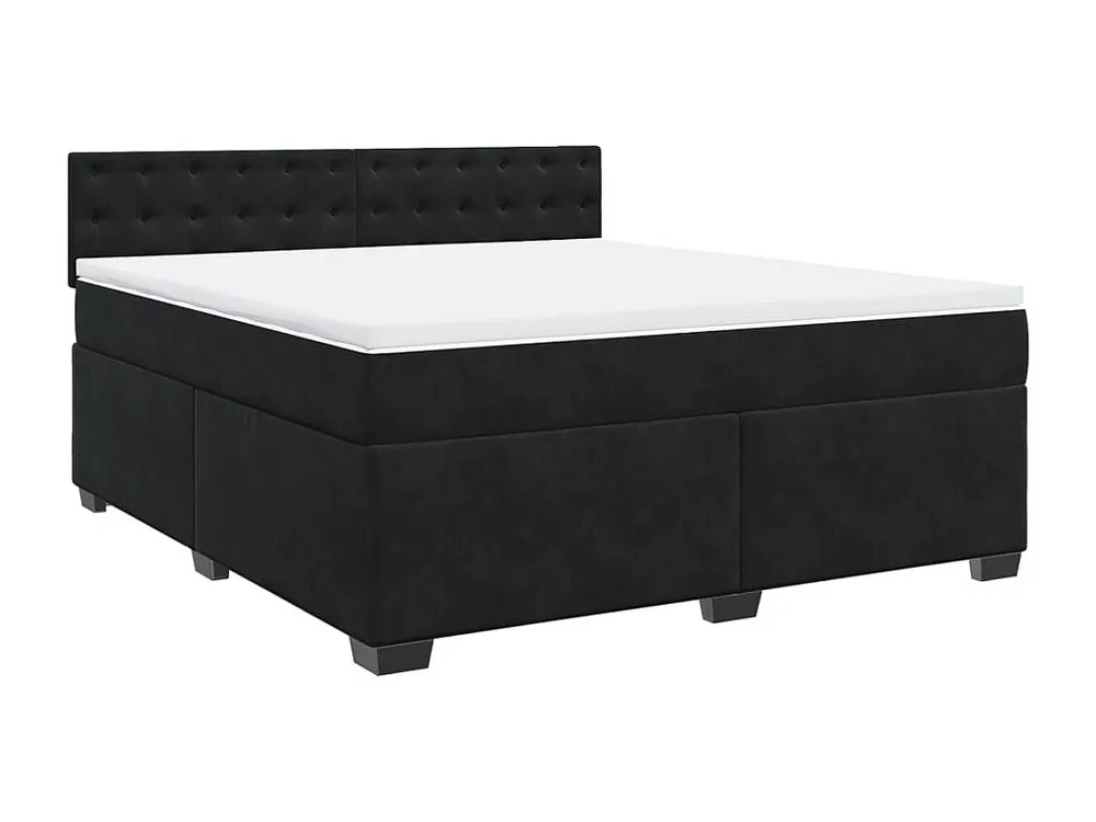 Cama com molas/colchão 180x200 cm veludo preto em Pinho Natural