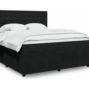 Cama com molas/colchão 180x200 cm veludo preto em Pinho Natural