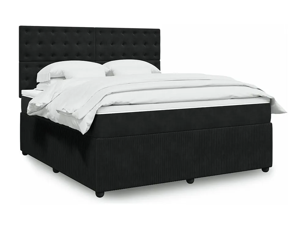 Cama com molas/colchão 180x200 cm veludo preto em Pinho Natural