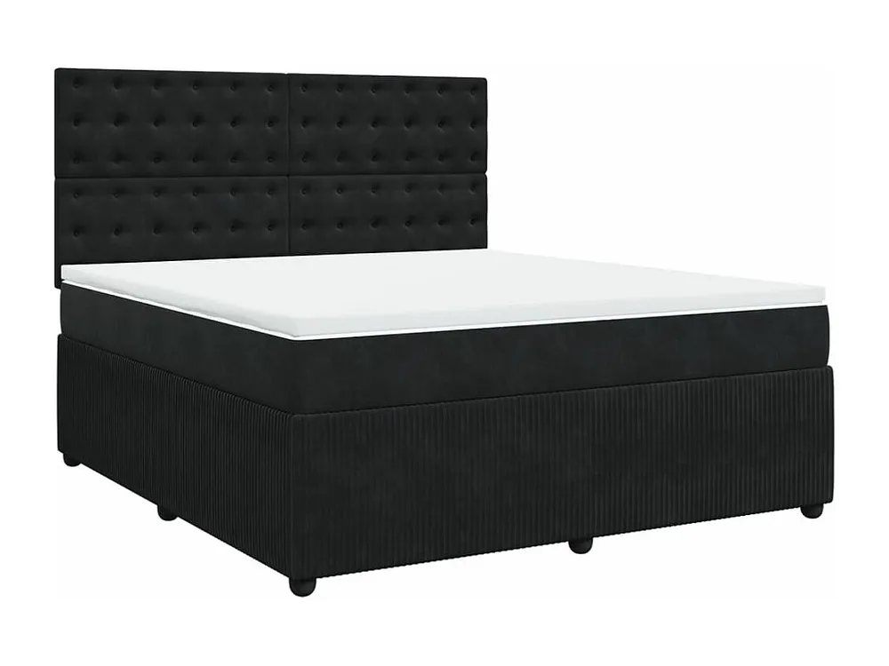 Cama com molas/colchão 180x200 cm veludo preto em Pinho Natural