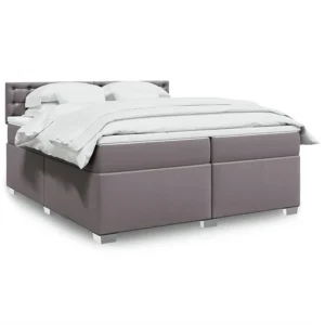 Cama com molas/colchão 200x200 cm couro artificial cinzento para Organização de Roupas