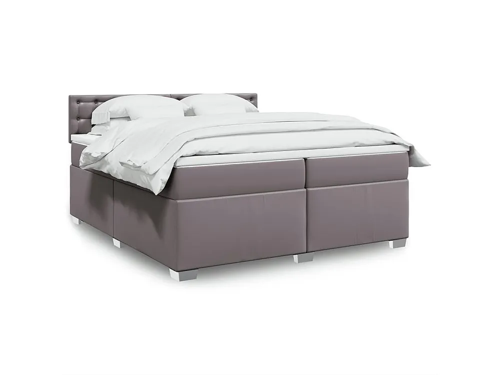 Cama com molas/colchão 200x200 cm couro artificial cinzento para Organização de Roupas