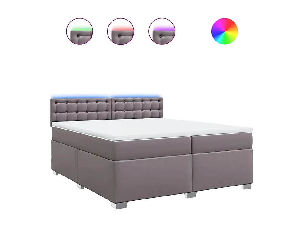 Cama com molas/colchão 200x200 cm couro artificial cinzento para Organização de Roupas