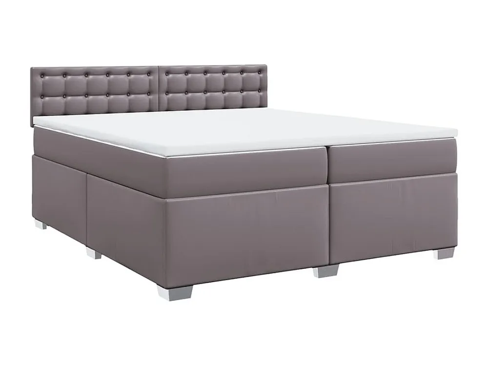 Cama com molas/colchão 200x200 cm couro artificial cinzento para Organização de Roupas
