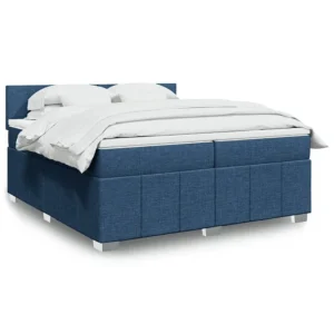 Cama com molas/colchão 200x200 cm tecido azul com Garantia Estendida