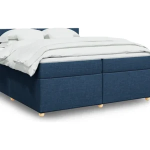 Cama com molas/colchão 200x200 cm tecido azul com Garantia Estendida