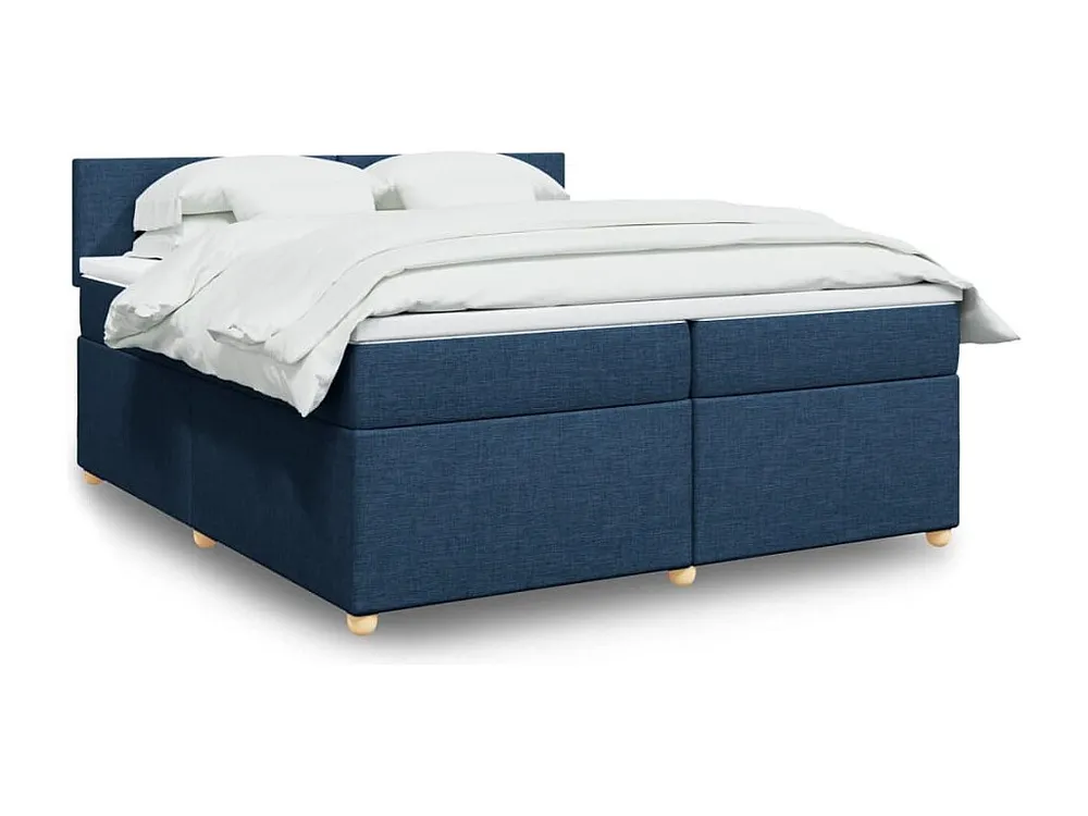 Cama com molas/colchão 200x200 cm tecido azul com Garantia Estendida