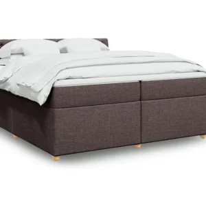 Cama com molas/colchão 200x200 cm tecido castanho-escuro em Pinho Natural
