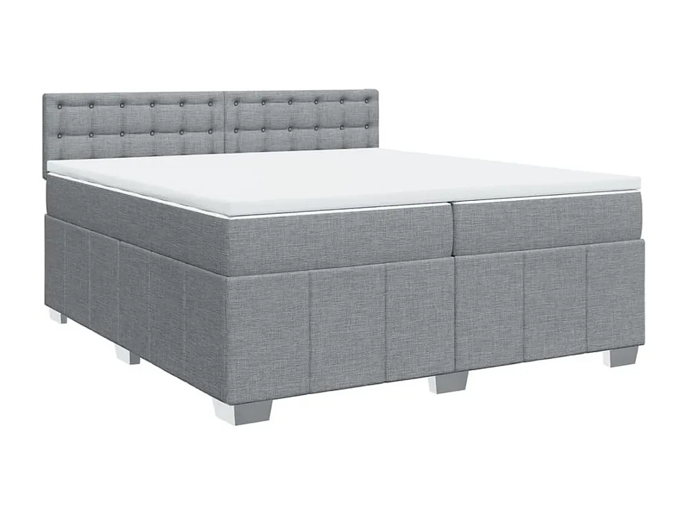 Cama com molas/colchão 200x200 cm tecido cinza-claro em Pinho Natural