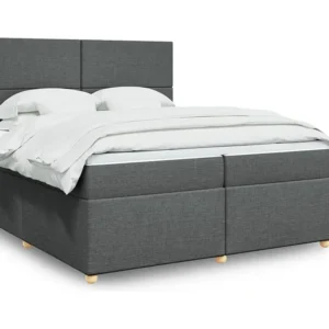Cama com molas/colchão 200x200 cm tecido cinzento-escuro Edição com Espelho