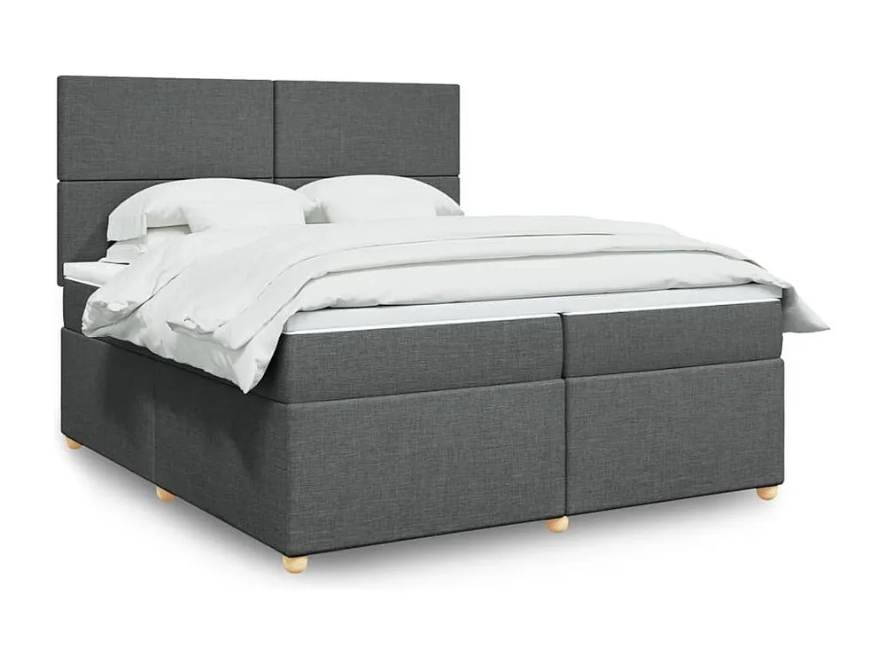 Cama com molas/colchão 200x200 cm tecido cinzento-escuro Edição com Espelho