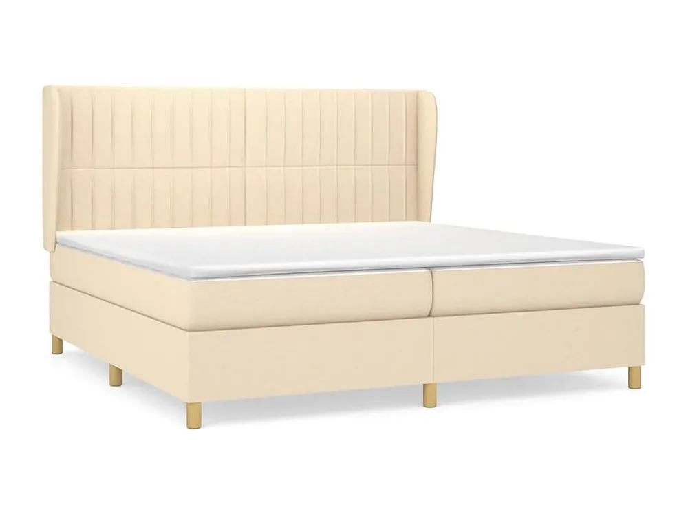 Cama com molas/colchão 200x200 cm tecido cor creme Medidas Queen Size