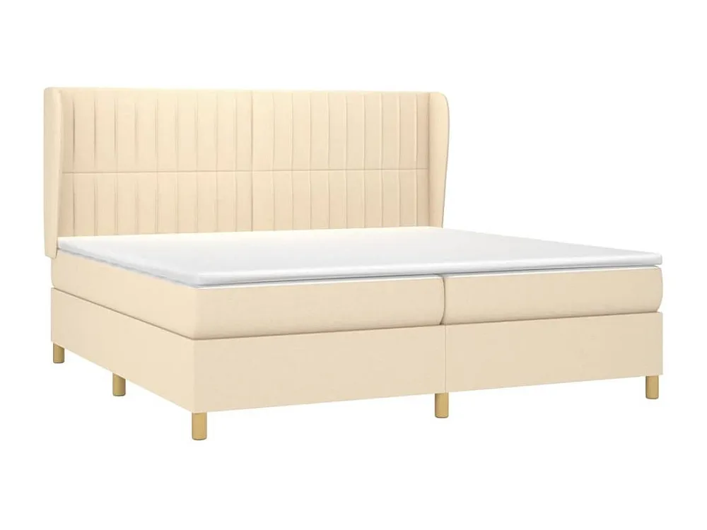 Cama com molas/colchão 200x200 cm tecido cor creme Medidas Queen Size