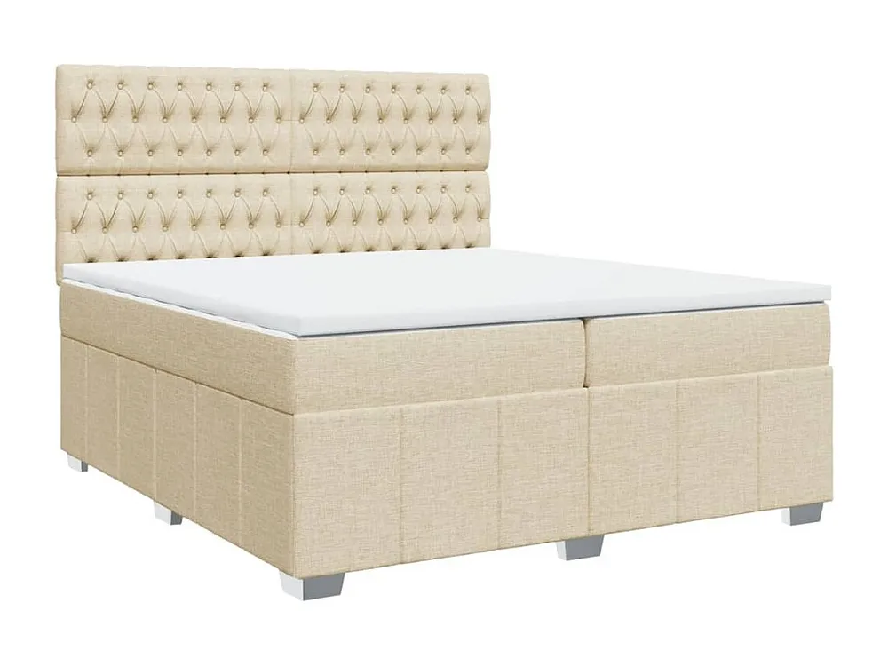 Cama com molas/colchão 200x200 cm tecido cor creme com Colchão Incluso