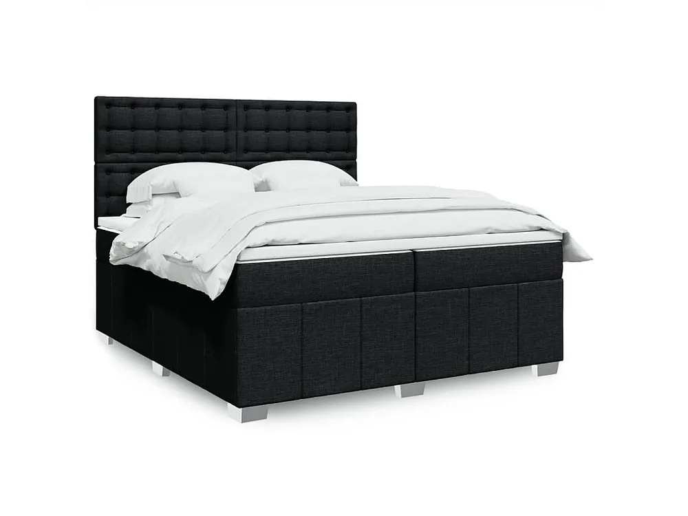 Cama com molas/colchão 200x200 cm tecido preto com Garantia Estendida
