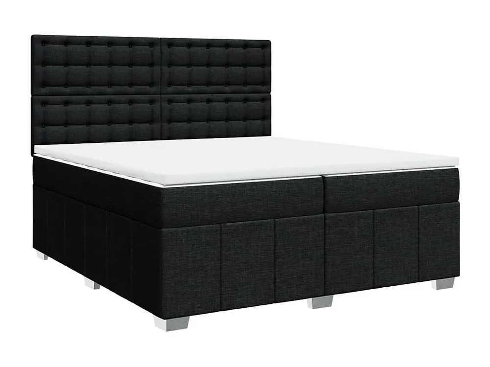 Cama com molas/colchão 200x200 cm tecido preto com Garantia Estendida
