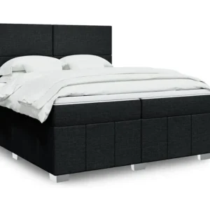 Cama com molas/colchão 200x200 cm tecido preto com Colchão Incluso
