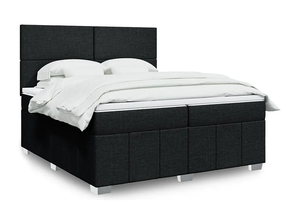 Cama com molas/colchão 200x200 cm tecido preto com Colchão Incluso
