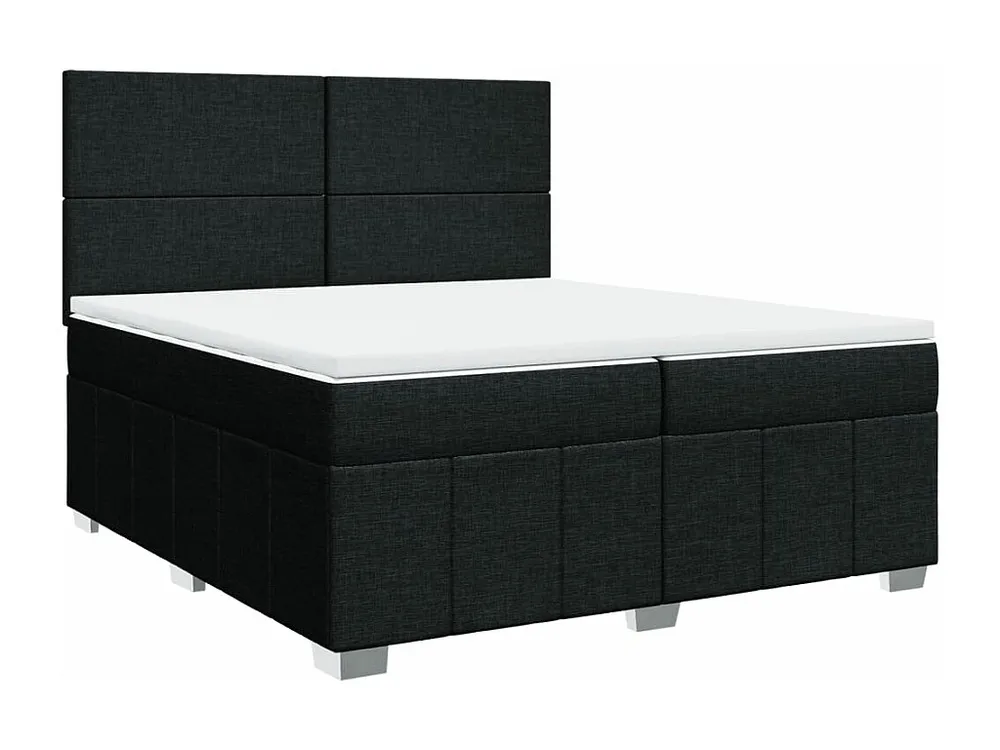 Cama com molas/colchão 200x200 cm tecido preto com Colchão Incluso