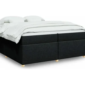 Cama com molas/colchão 200x200 cm tecido preto com Garantia Estendida