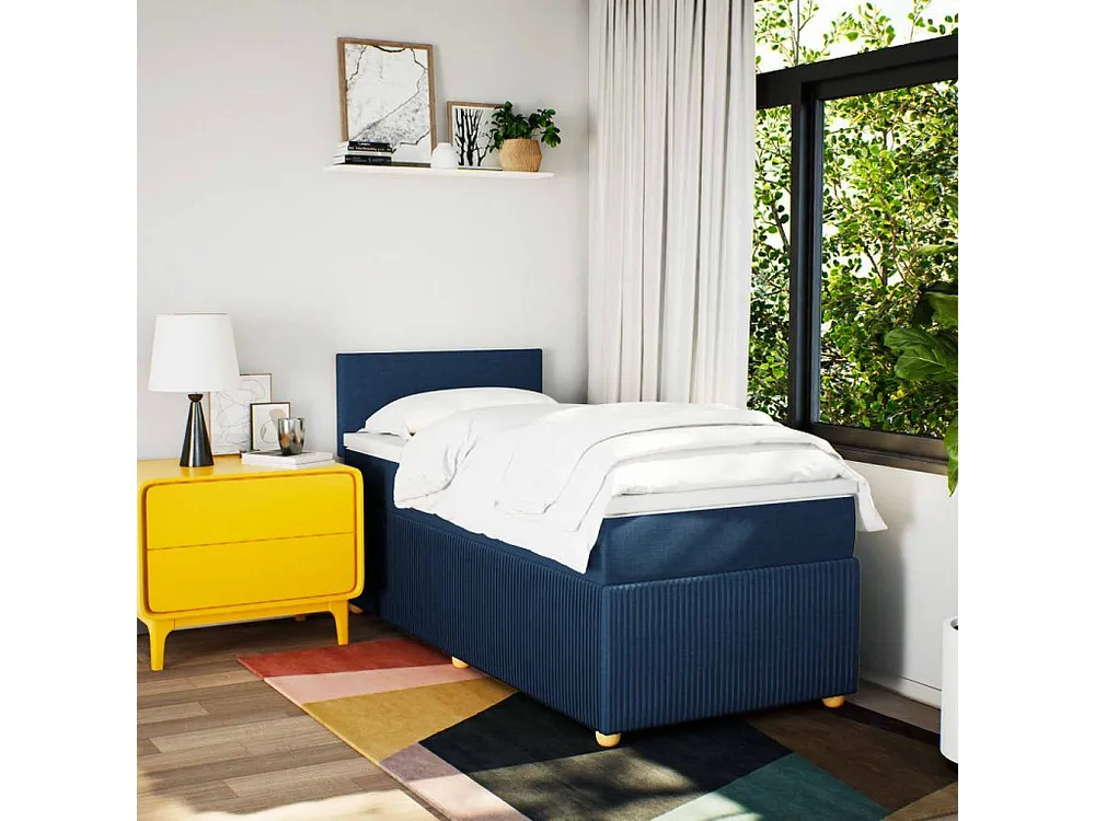 Cama com molas/colchão 80x200 cm tecido azul Edição com Espelho