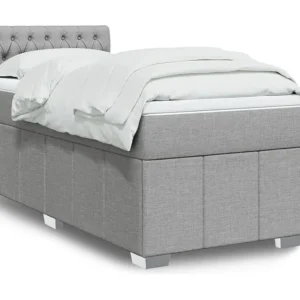 Cama com molas/colchão 80x200 cm tecido cinza-claro | Montagem Inclusa