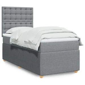 Cama com molas/colchão 80x200 cm tecido cinza-claro com Cabideiro Incluso