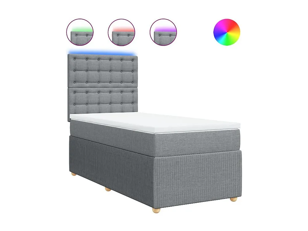 Cama com molas/colchão 80x200 cm tecido cinza-claro com Cabideiro Incluso