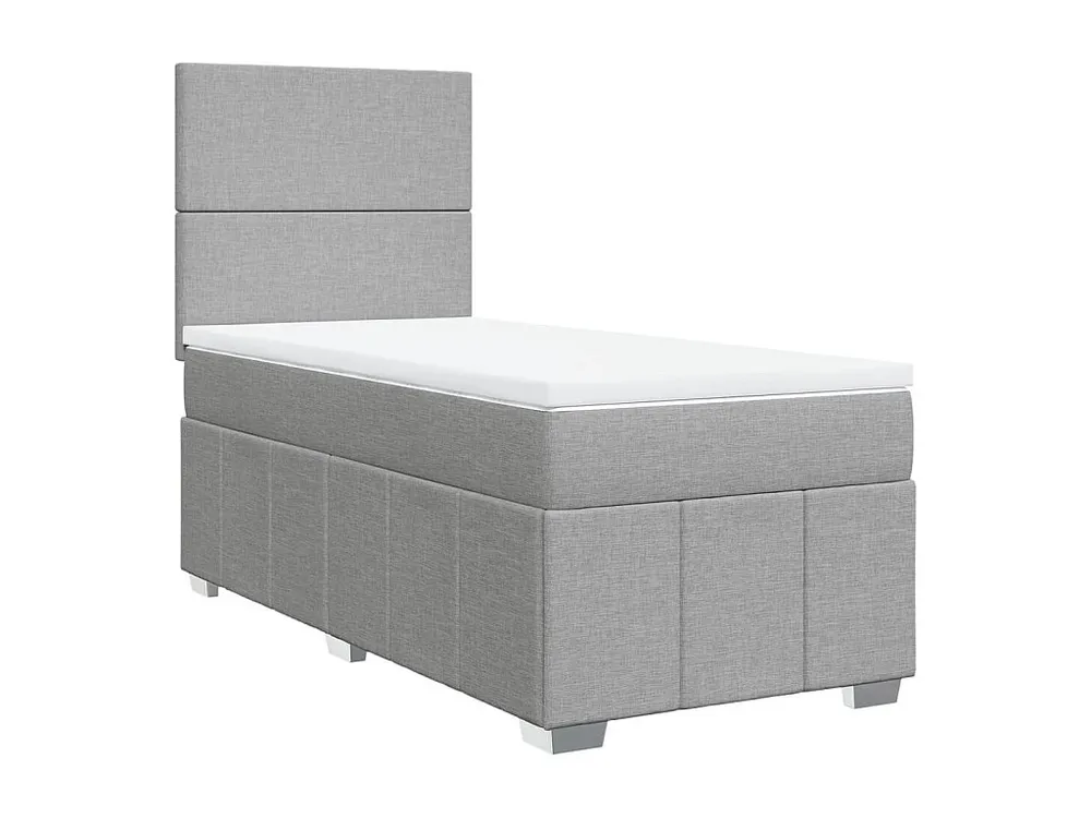 Cama com molas/colchão 80x200 cm tecido cinza-claro com Gavetas de Armazenamento
