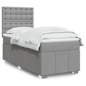 Cama com molas/colchão 80x200 cm tecido cinza-claro Fácil Montagem