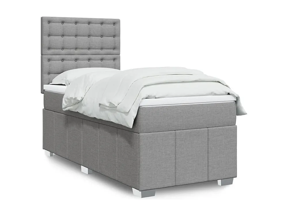 Cama com molas/colchão 80x200 cm tecido cinza-claro Fácil Montagem