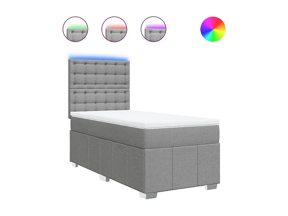 Cama com molas/colchão 80x200 cm tecido cinza-claro Fácil Montagem