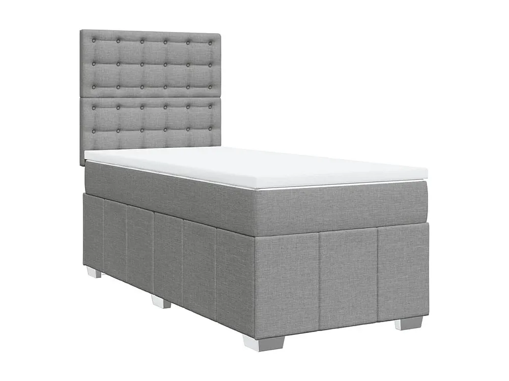 Cama com molas/colchão 80x200 cm tecido cinza-claro Fácil Montagem