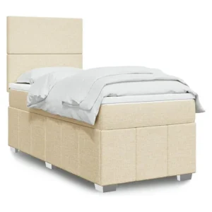 Cama com molas/colchão 80x200 cm tecido cor crème com Colchão Incluso