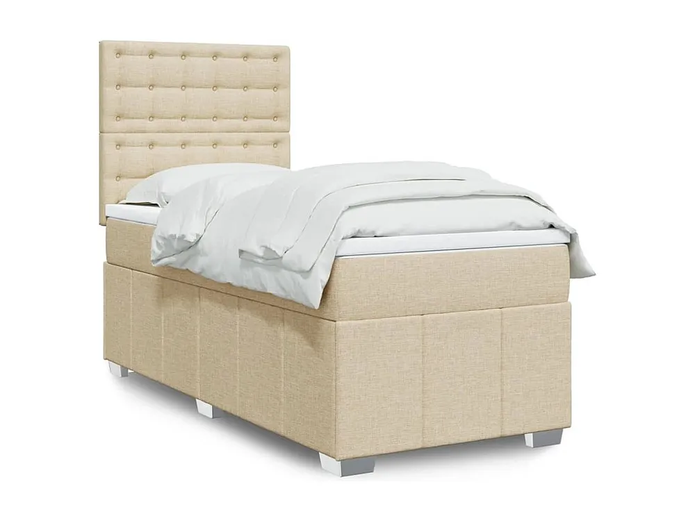 Cama com molas/colchão 80x200 cm tecido cor crème com Pés Ajustáveis