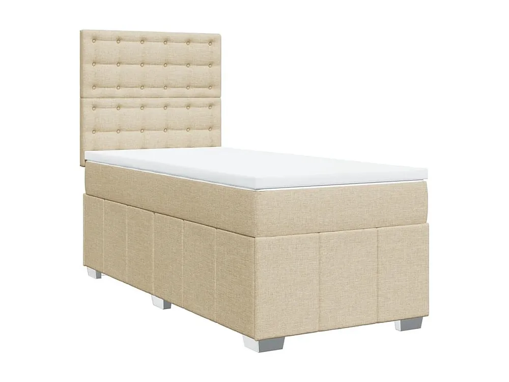 Cama com molas/colchão 80x200 cm tecido cor crème com Pés Ajustáveis