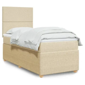 Cama com molas/colchão 80x200 cm tecido cor crème Fácil Montagem