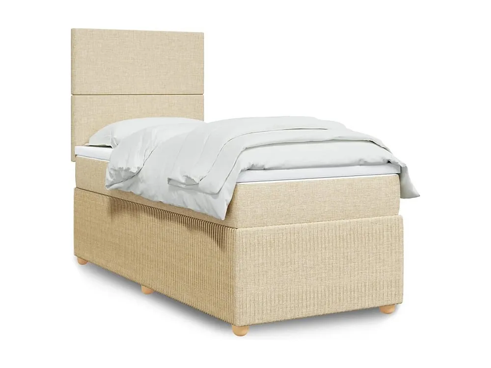 Cama com molas/colchão 80x200 cm tecido cor crème Fácil Montagem