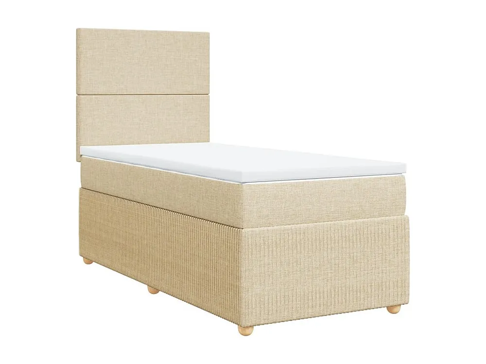 Cama com molas/colchão 80x200 cm tecido cor crème Fácil Montagem