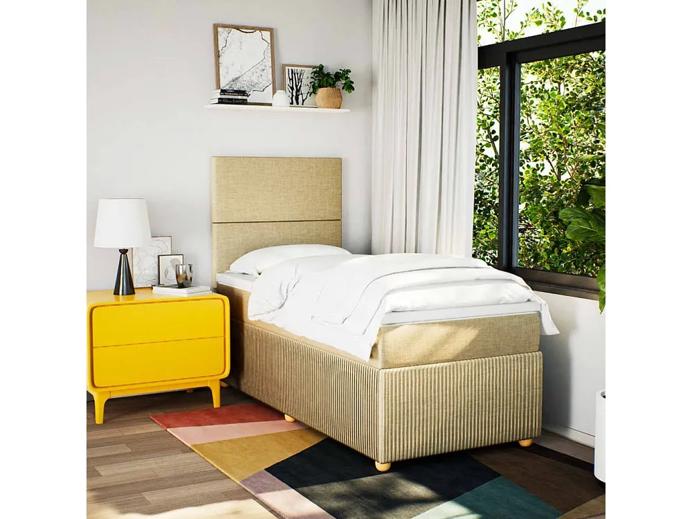 Cama com molas/colchão 80x200 cm tecido cor crème Fácil Montagem
