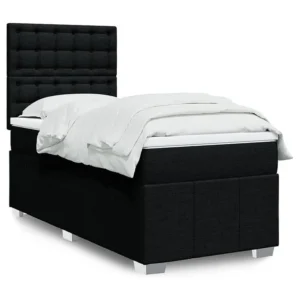 Cama com molas/colchão 80x200 cm tecido preto Fácil Montagem