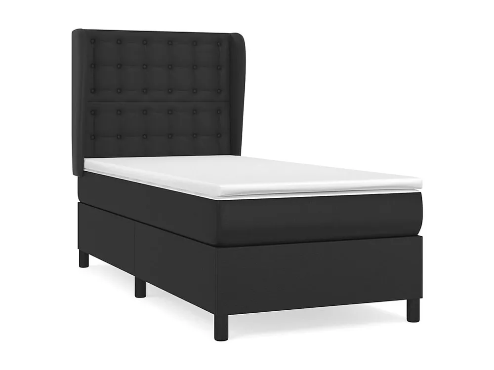 Cama com molas/colchão 90x190 cm couro artificial preto para Organização de Roupas