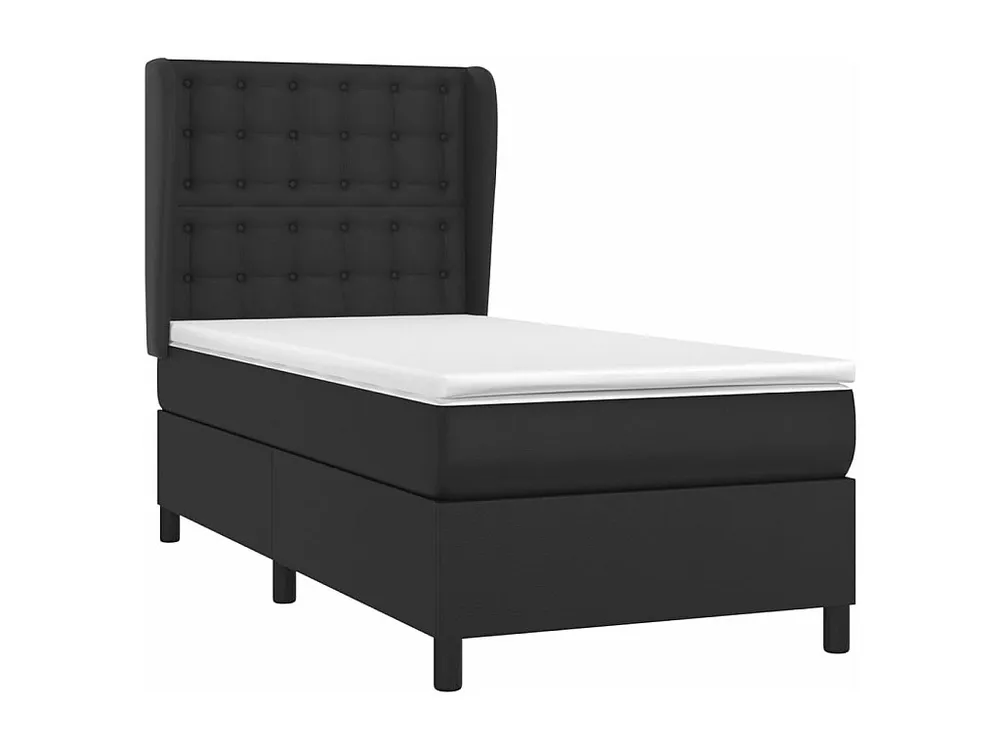 Cama com molas/colchão 90x190 cm couro artificial preto para Organização de Roupas