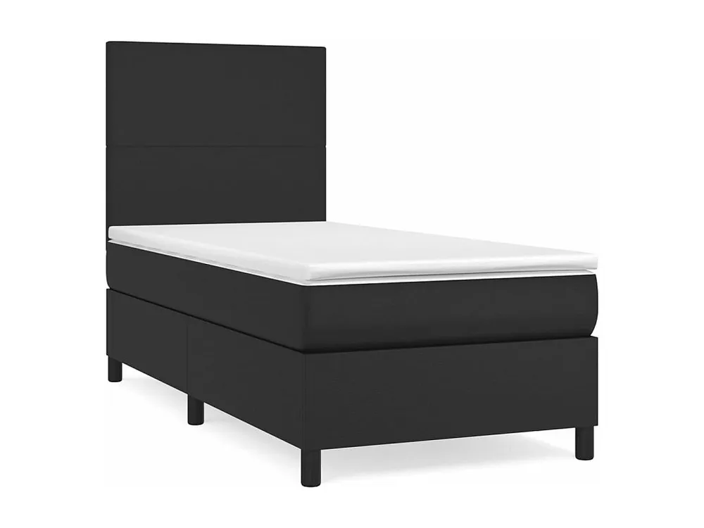 Cama com molas/colchão 90x190 cm couro artificial preto Tecido Resistente