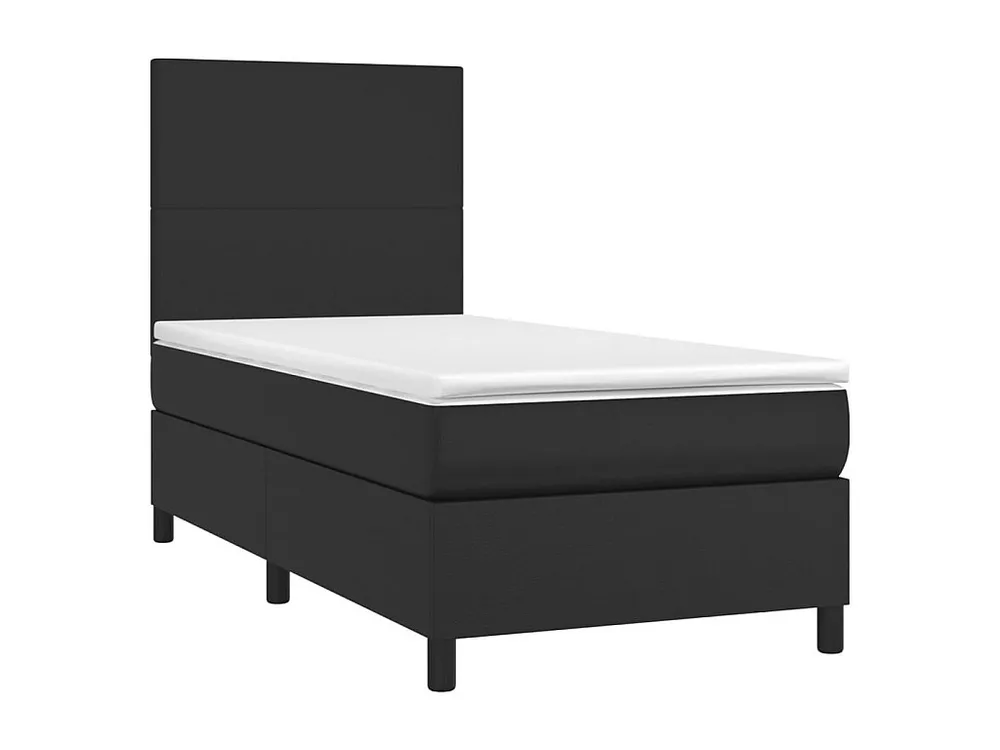 Cama com molas/colchão 90x190 cm couro artificial preto Tecido Resistente