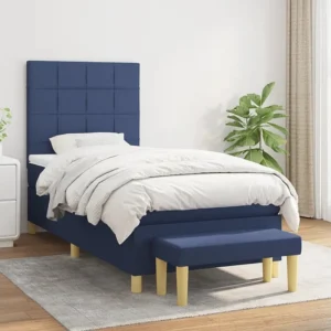 Cama com molas/colchão 90x190 cm tecido azul Tecido Resistente