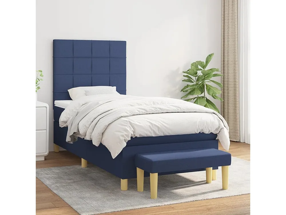 Cama com molas/colchão 90x190 cm tecido azul Tecido Resistente