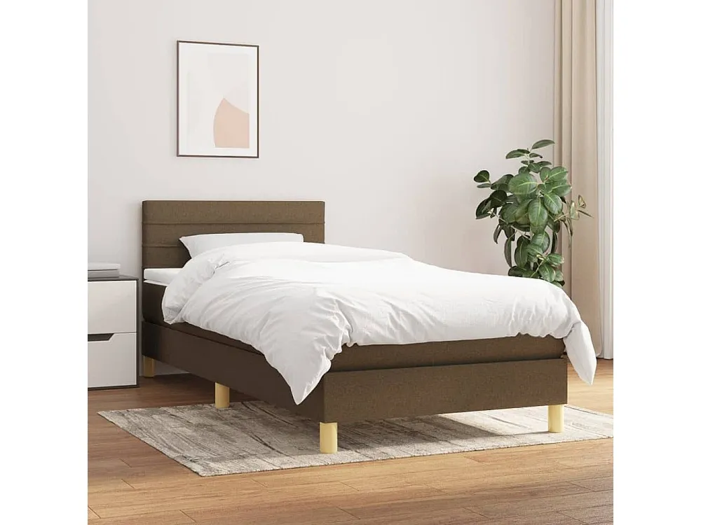Cama com molas/colchão 90x190 cm tecido castanho-escuro Tecido Resistente