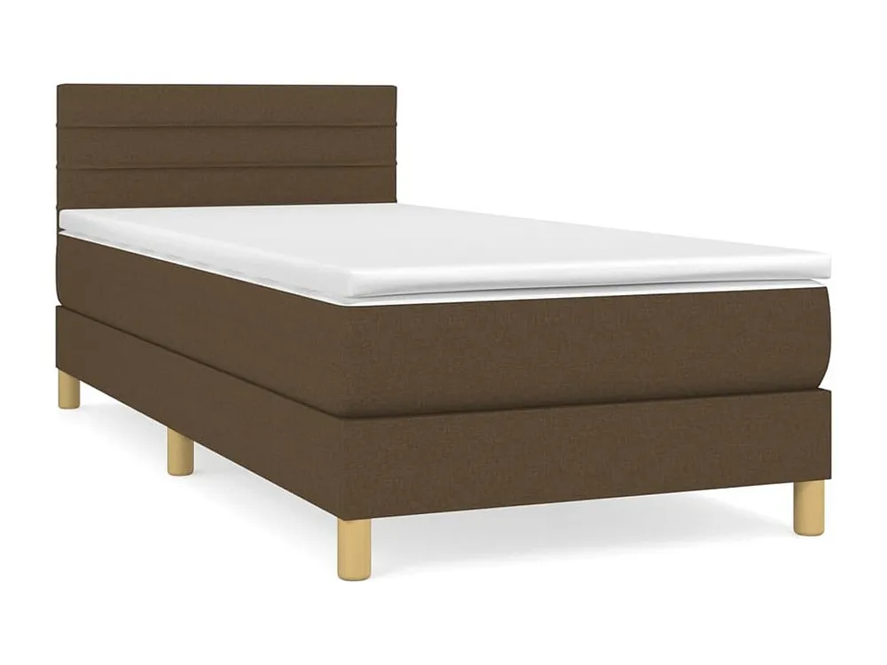 Cama com molas/colchão 90x190 cm tecido castanho-escuro Tecido Resistente