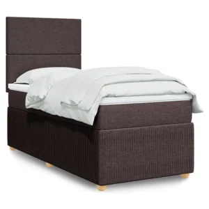 Cama com molas/colchão 90x190 cm tecido castanho-escuro Fácil Montagem